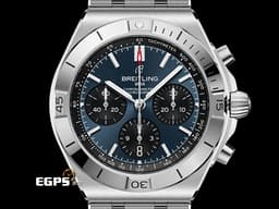 BREITLING 百年靈 Chronomat 42 AB0158101C1A1 不鏽鋼材質 <font color="#0582f5">深藍色面盤 特色子彈鏈</font>&nbsp;<font color="#FF0000">2026年保卡 </font> 自動上鍊 42mm