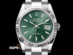 ROLEX 勞力士 Datejust 36 蠔式日誌型 126234 <font color="#00fa9a">薄荷綠色錶面</font> DJ36 經典三角坑紋錶圈 <font color="#FF0000">2025年保卡 蠔式（Oyster）三節錶帶</font> 自動上鍊 36mm
