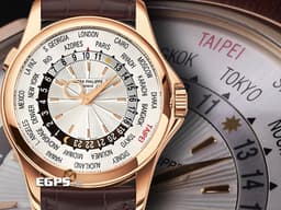 Patek Philippe PP 百達翡麗 Complications 複雜功能時計 World Time 世界時區 5130R 18K玫瑰金材質 <font color="#fdf1b4">金質時標、指針 米白色放射狀雕紋面盤</font>&nbsp;<font color="#05f0f0">不是HONGKONG~ 不是BEIJING~</font>&nbsp;<font color="#fa00fa">極稀少</font><font color="#fafa01">TAIPEI</font><font color="#fa00fa">刻度版</font>&nbsp;自動上鏈 39.5 mm