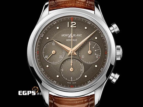 Montblanc 萬寶龍 Heritage Chronograph 傳承系列 128671 淺棕色面盤 不鏽鋼 計時碼表&nbsp;2025年保卡  自動上鍊 40mm