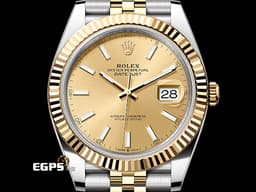 ROLEX 勞力士 Datejust 41 蠔式日誌型 126333 <font color="#f3e6a5">皇帝金面盤&nbsp;18K黃金 半金款</font> DJ41 經典三角坑紋錶圈 <font color="#FF0000">2017年台灣公司貨 紀念型（Jubilee）五銖錶帶</font> 自動上鍊 41mm