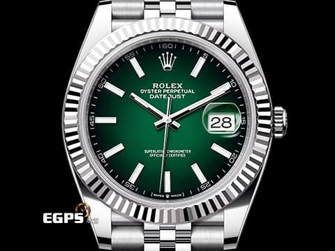 ROLEX 勞力士 Datejust 41 蠔式日誌型 126334 不鏽鋼材質 DJ41 最新款 煙燻綠漸層面盤 經典三角坑紋錶圈 2026年木紋保卡 紀念型（Jubilee）五銖錶帶 自動上鍊 41mm