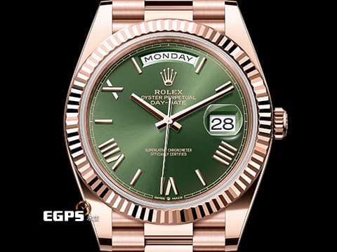 ROLEX 勞力士 Oyster Perpetual DAY-DATE 40 蠔式 228235 星期日曆型 永恆玫瑰金 DD60周年紀念款，橄欖綠色面盤 2026年新式保卡 自動上鍊 40mm