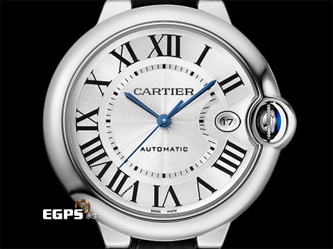 CARTIER 卡地亞 BALLON BLEU DE CARTIER 藍氣球 WSBB0039 不鏽鋼材質&nbsp;鍍銀雕紋錶盤 藍鋼劍形指針&nbsp;2025年保卡&nbsp;皮帶款 自動上鏈 40mm