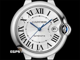 CARTIER 卡地亞 BALLON BLEU DE CARTIER 藍氣球 WSBB0039 不鏽鋼材質&nbsp;<font color="#05f0f0">鍍銀雕紋錶盤 藍鋼劍形指針</font>&nbsp;<font color="#FF0000">2025年保卡</font>&nbsp;皮帶款 自動上鏈 40mm