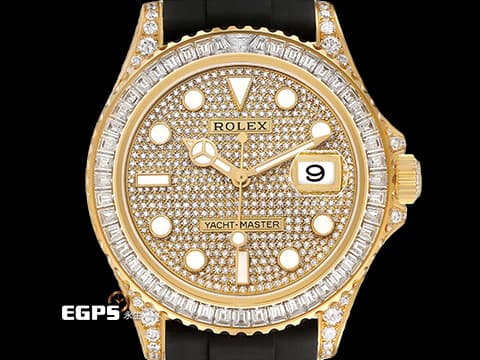 ROLEX 勞力士 Yacht-Master 42 蠔式 遊艇名仕型 226658&nbsp;精鑲226668TBR 後加大梯鑽石外圈、錶耳、錶側、折疊扣、客製化滿天星面盤&nbsp;18K黃金材質&nbsp;2024年保卡&nbsp;自動上鍊 42mm