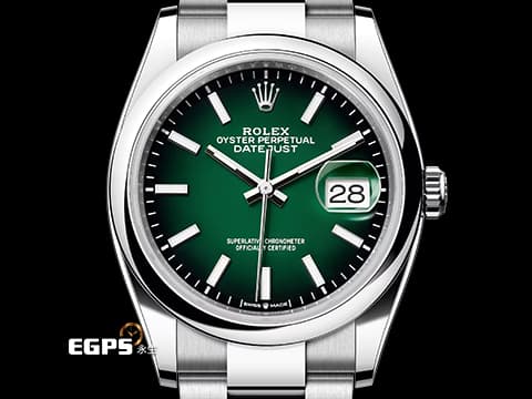 ROLEX 勞力士 Datejust 36 蠔式日誌型 DJ36 126200 不鏽鋼材質 Green Ombre&nbsp;漸層綠色 2026年保卡&nbsp;自動上鍊 36mm