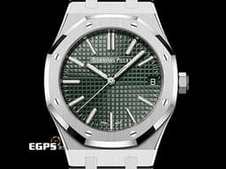 Audemars Piguet 愛彼 AP錶 Royal Oak 皇家橡樹 15510ST.OO.1320ST.09 <font color="#008000">軍綠色格紋面盤</font> 不鏽鋼材質 大三針 <font color="#ff0000">一手錶未整理&nbsp;</font><font color="#FF0000">2023年保卡</font>&nbsp;自動上鍊 41mm