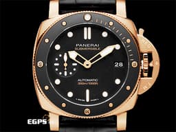 PANERAI 沛納海 Submersible PAM1164 三日鍊 玫瑰金 <font color="#FFE6D9">複合式材質錶殼</font> <font color="#FF0000">Goldtech玫瑰金材質、黑色陶瓷錶圈，小沛潛水錶款稀有的適合亞州人手腕的44mm黃金尺寸，2022年保單</font> 自動上鍊 44mm