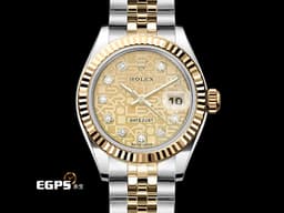 ROLEX 勞力士 Datejust 179173 DJ26 18K黃金材質 半金款 蠔式&nbsp;<font color="#05f0f0">金色紀念雕紋面盤 原廠鑲嵌鑽石時標 </font>自動上鏈&nbsp;26mm