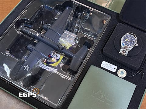 BALL WATCH  波爾錶 Engineer Master II NM3000C-S1-BER&nbsp;藍色陶瓷錶圈 自體發光微型氣燈&nbsp;6種彩虹配色氣燈 2023年保卡 限量999支 附 B-25轟炸機 模型&nbsp;潛水錶 自動上鏈 43mm