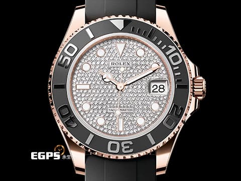 ROLEX 勞力士 Yacht-Master 遊艇名仕 中型  268655 18K永恆玫瑰金材質 原廠鑲嵌滿天星鑽石面盤 2023年保卡 自動上鏈 37mm