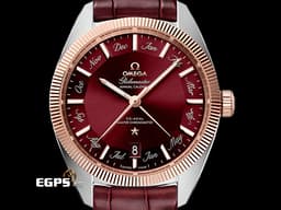 OMEGA 歐米茄 Constellation 星座 Globemaster Annual Calendar 系列 13023412211001<font color="#bd2e2e">「Pie Pan Dial 多邊型立體紅色錶盤」</font>Sedna金材質 半金款 年曆錶<font color="#ff0000">&nbsp;2022年台灣公司貨 </font>自動上鏈 41mm