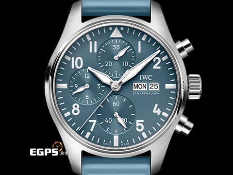 IWC 萬國 Pilot`s Chronograph 41 飛行員 TOP GUN 計時碼錶 IW388117 不鏽鋼材質 2025年最新款&nbsp;Miramar 淺藍色面盤、像膠錶帶&nbsp;2025年保卡&nbsp;自動上鍊 41mm