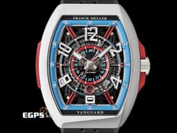 Franck Muller 法蘭穆勒 FM Vanguard&nbsp;Racing Skeleton V45SCDTSQTRCGJ&nbsp;<font color="#0582f5">藍色&amp;紅色元素 賽車風格鏤空面盤</font>&nbsp;<font color="#ff0000">限量50支 2023年保單</font> 自動上鏈 44x54 mm