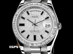 ROLEX 勞力士 DAY-DATE 218399BRIL-83219 18K白金材質 <font color="#05f0f0">原廠鑲嵌滿天星鑽石面盤 原廠鑽石時標</font>&nbsp;<font color="#ff0000">已回勞力士原廠保養，延長保固至2027年10月&nbsp;</font>自動上鍊 41mm