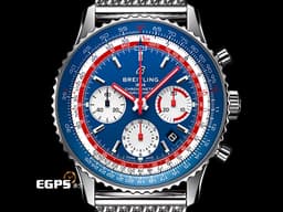 BREITLING 百年靈 NAVITIMER B01 CHRONOGRAPH 航空計時 AB01212B1C1A1 不鏽鋼材質 <font color="#05f0f0">藍紅配色面盤 泛美特別版</font>&nbsp;<font color="#FF0000">百年靈自製01機芯 2020年保單 </font> 自動上鍊 43mm