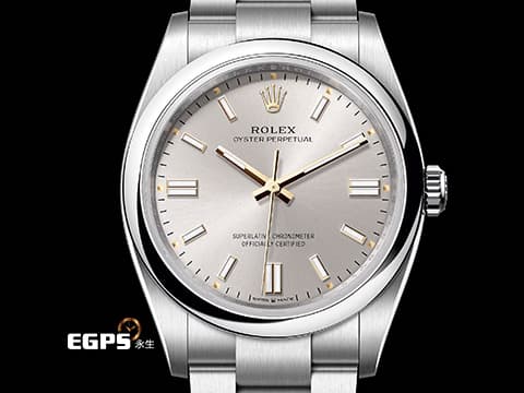 ROLEX 勞力士 Oyster Perpetual 36 蠔式恆動型 126000 銀色太陽紋面盤搭配金色指針、立體時標 經典 OP36 大三針 不鏽鋼 2023年保卡 自動上鍊 36mm