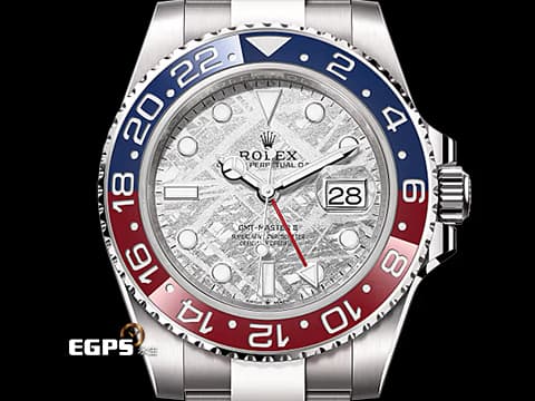 ROLEX 勞力士 GMT-Master II 格林威治型 126719BLRO Met 兩地時區 Meteorite 隕石面盤 紅藍雙色陶瓷圈 Pepsi 百事圈 可樂圈 18K白金材質&nbsp;2025年新式保卡&nbsp;126719 BLRO 自動上鍊 40mm