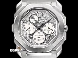 BVLGARI 寶格麗 Bulgari Octo Finissimo系列 104192 <font color="#05f0f0">手繪機芯草圖銀色面盤 環形自動盤</font> 八角形多稜角設計錶框 小秒針<font color="#9fdbe9">&nbsp;超薄 GMT</font>&nbsp;不鏽鋼材質&nbsp;<font color="#FF0000">2024年保卡 限量140支</font>&nbsp;自動上鍊 40mm