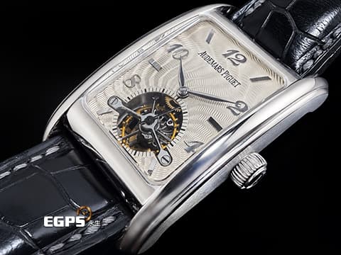 Audemars Piguet 愛彼 Edward Piguet系列 25956BC.OO.D002CR.01 18K白金材質&nbsp;銀白色印加太陽紋機刻雕花面盤&nbsp;長方形陀飛輪 極高的製作難度、機械工藝以及觀賞性&nbsp;手動上鍊 29×49mm