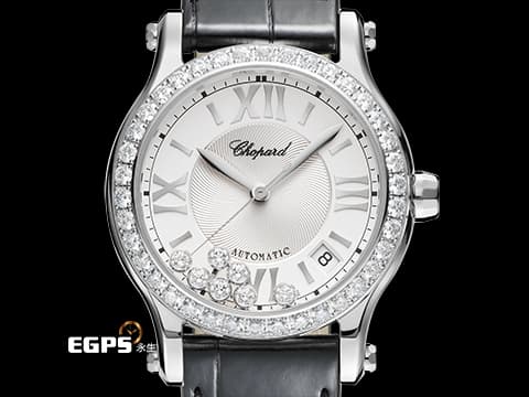 CHOPARD 蕭邦 Happy Sport 快樂鑽 278559-3003 不鏽鋼材質 原廠7顆圓形跑鑽 原廠鑲嵌鑽石錶圈 2018年保單 自動上鍊 36mm