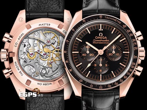 OMEGA 歐米茄 Speedmaster 超霸 登月錶 31063425001001 18K玫瑰金材質 同軸擒縱 陽極處理的鋁錶錶圈 2022年保卡 手動上鏈 42mm
