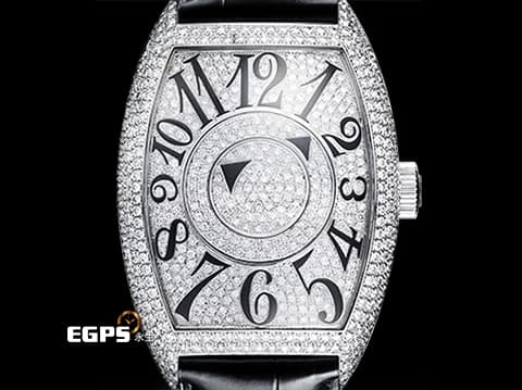Franck Muller FM 法蘭穆勒 FM DOUBLE MYSTERY 雙重神秘 8880 DM D CD 酒桶型 18K白金材質 原廠鑲嵌鑽石錶殼、滿天星面盤&nbsp;黑色立體經典阿拉伯數字時標 自動上鏈 44x54mm