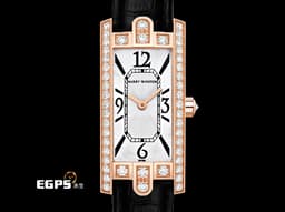 Harry Winston 海瑞溫斯頓  Avenue Aurora 330LQR 18K玫瑰金材質 <font color="#05f0f0">原廠鑲嵌鑽石錶圈 銀白色珍珠貝母面盤</font><font color="#FF0000">&nbsp;</font>石英機芯 39x19mm