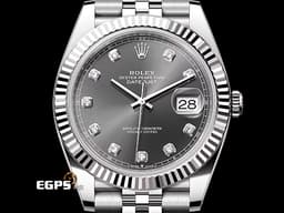 ROLEX 勞力士 Datejust 41 蠔式日誌型 DJ41 不鏽鋼材質 126334G 經典三角坑紋錶圈&nbsp;<font color="#ADADAD">原廠鑽石時標 石板灰色面盤</font>&nbsp;&nbsp;<font color="#FF0000">2026年保卡 紀念型（Jubilee）五銖錶帶</font> 自動上鍊 41mm