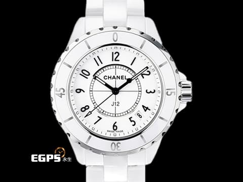 CHANEL 香奈兒 J12 White Ceramic H0968 經典 白陶瓷 大三針 專利不鏽鋼蝴蝶扣 石英腕錶 33mm