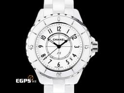 CHANEL 香奈兒 J12 White Ceramic H0968 經典 白陶瓷 大三針 專利不鏽鋼蝴蝶扣 石英腕錶 33mm