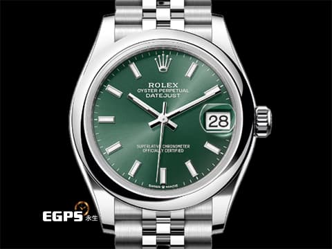 ROLEX 勞力士 Datejust 31 經典 蠔式日誌型 278240 薄荷綠色面盤 DJ31 不鏽鋼 2026年保卡 紀念型（Jubilee）五銖錶帶 自動上鍊 31mm