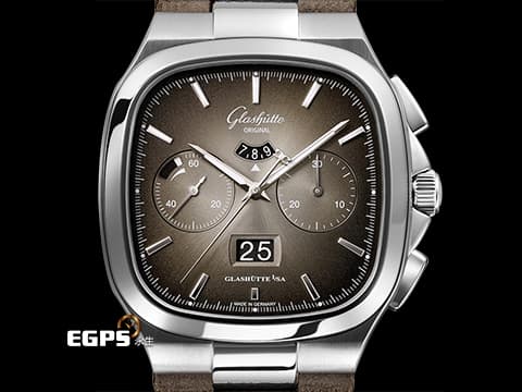 GLASHUTTE ORIGINAL 格拉蘇蒂 70年代 Seventies Chronograph Panorama Date 煙燻灰色面盤 限量100支  1-37-02-05-02-35 德國錶 2020年保單 另附原廠不鏽鋼鏈帶&nbsp;自動上鍊 40mm