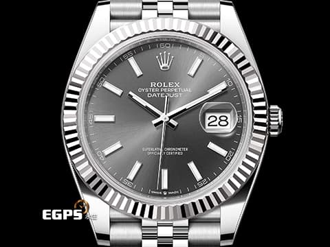 ROLEX 勞力士 DATEJUST II 蠔式日誌型 經典 126334 18K白金材質太陽坑紋錶圈&nbsp;銀灰色面盤&nbsp;2024年保卡  自動上鏈 41mm