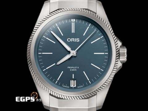 ORIS 豪利時 ProPilot X Calibre 400 系列&nbsp;0140077787155 煙藍色面盤 鈦金屬 五日鍊 大三針&nbsp;2026年保單 飛行錶 自動腕錶 39mm