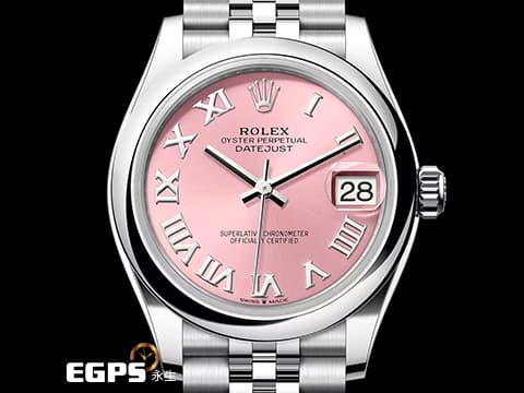 ROLEX 勞力士 Datejust 31 蠔式日誌型 278240 粉紅色錶面盤 羅馬數字時標 經典 DJ31 不鏽鋼 2025年保單 紀念型（Jubilee）錶帶 自動上鍊 31mm