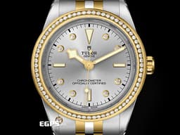 TUDOR 帝舵 Black Bay 39 S&amp;G 79673 碧灣 雪花指針 不鏽鋼 <font color="#FFEE99">18K黃金薄層錶圈 </font><font color="#FFFFFF">原鑲鑽圈 鑽石時標</font> <font color="#FF0000"> 2023年保卡「T-fit」快調錶扣 MT5602自製機芯</font> 自動上鍊 39mm
