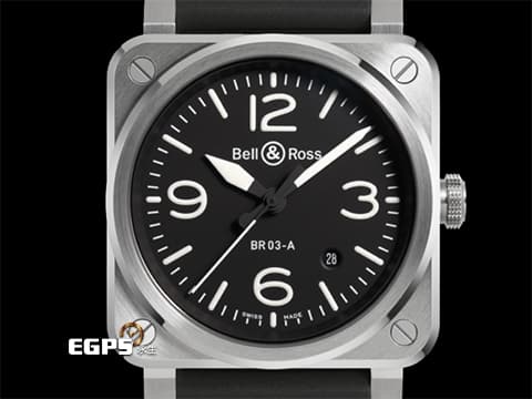 Bell &amp; Ross 柏萊士 Instruments系列 BR-03 Black Steel 經典款 大三針 BR03A-BL-ST/SRB 不鏽鋼 2025年保單&nbsp;飛行錶 自動上鍊 41mm