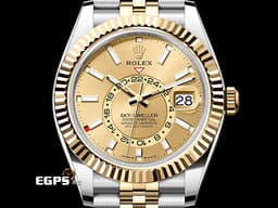 ROLEX 勞力士 Sky-Dweller 336933 蠔式 天行者 <font color="#f5dea8">18K黃金材質 半金款 最新9002機芯 皇帝金色面盤</font>&nbsp;兩地時間 年曆錶 沙羅系統 經典三角坑紋錶圈 <font color="#FF0000">2025年保卡 紀念型（Jubilee）五銖錶帶</font> 自動上鍊 42mm