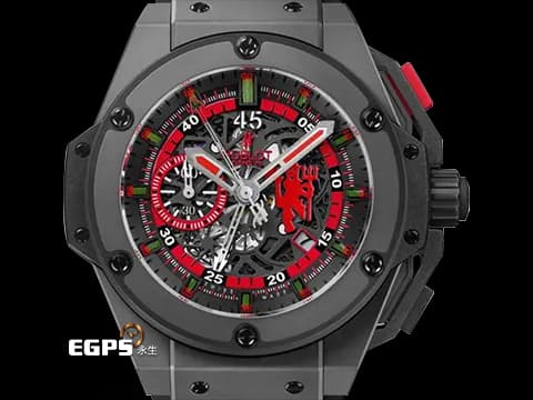 HUBLOT 宇舶錶 GENEVE 716.CI.1129RX 日內瓦印記 紅魔鬼 曼聯足球連名款 黑色限量 500只 自動上鍊 46mm
