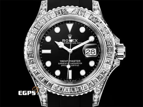 ROLEX 勞力士 Yacht-Master 遊艇名仕型 226679TBR 黑色面盤 勞力士停產隱藏版  18K白金材質 原廠鑲嵌鑽石錶圈&nbsp;2023年保卡&nbsp;大顆的頂級遊艇  42mm