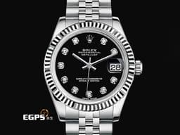ROLEX 勞力士 DATEJUST LADY 178274 蠔式日誌型 黑色面盤 <font color="#ff0000">原廠鑽石時標 紀念型五珠錶帶</font> 自動上鏈 31mm