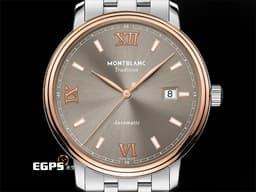 MONTBLANC 萬寶龍 &nbsp;Tradition 傳統系列 127776 鍍金不鏽鋼材質 <font color="#c0c0c0">灰色太陽紋放射面盤</font> <font color="#ff0000">2025年保卡</font> 自動上鍊 40mm