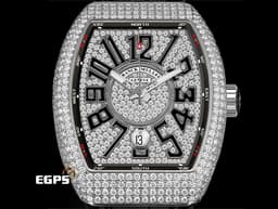 Franck Muller 法蘭穆勒 FM Vanguard V45 <font color="#FF0000">精鑲絢爛華麗的滿天星面盤、錶殼</font> 酒桶型 不鏽鋼 <font color="#4F4F4F">黑色立體經典阿拉伯數字時標</font> V45 SC DT 自動腕錶 44x54mm