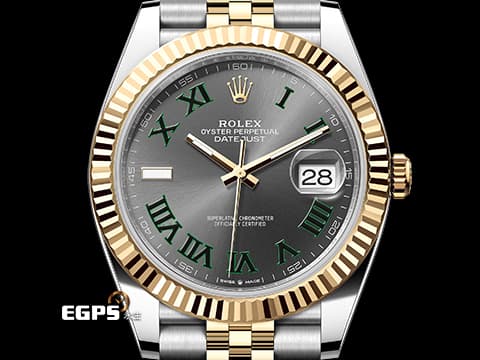 ROLEX 勞力士 DATEJUST 126333 蠔式日誌型 半金款 18K黃金材質&nbsp;綠羅馬時標面盤 DJ41 經典三角坑紋錶圈 2025年保卡 紀念型（Jubilee）五銖錶帶 自動上鍊 41mm
