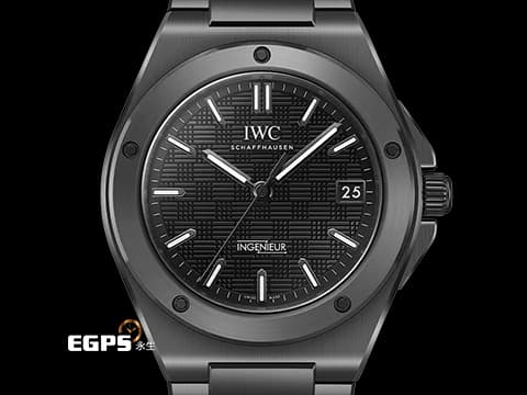 IWC 萬國 Ingenieur 42 工程師系列 IW338903 黑色陶瓷材質 專賣店限定款 工程師系列獨特網格風格結構面盤&nbsp;2025年保卡&nbsp;自動上鍊 42mm
