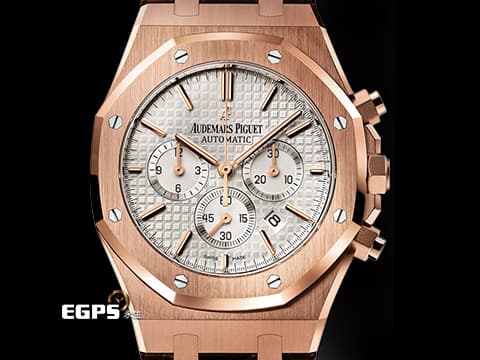 Audemars Piguet AP錶 愛彼 Royal Oak 皇家橡樹 18K玫瑰金材質 26320OR&nbsp;白色格紋面盤 計時碼錶 台灣公司貨&nbsp;自動上鏈 41mm