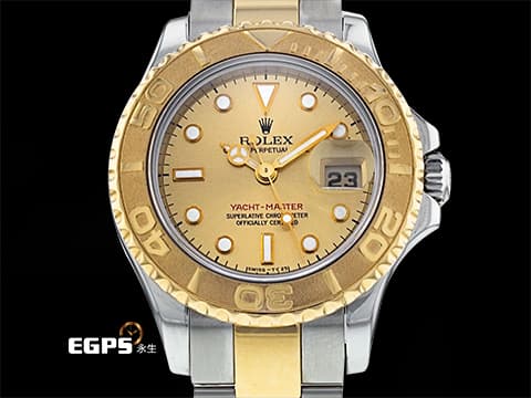 ROLEX 勞力士 Yacht-Master 遊艇名仕 69623 18K黃金材質 半金款 小型 香檳金色面盤&nbsp;台灣公司貨 自動上鏈 29mm