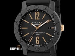 BVLGARI 寶格麗 Bulgari Bulgari CarbonGold系列 102248&nbsp;黑色複合碳纖維<font color="#1c1c1c">+</font><font color="#e1a056">玫瑰金材質 半金款</font><font color="#ff0000">&nbsp;</font>BB40CL&nbsp;經典刻度錶圈&nbsp;大三針&nbsp;自動上鍊 40mm